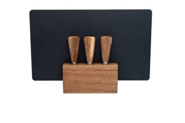4552 – Euroline Slate Cheese Board 30x18cm with 3 Cheese Tools – HR1