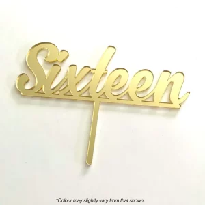 Cake Craft Acrylic Cake Topper - Sixteen - Gold Mirror