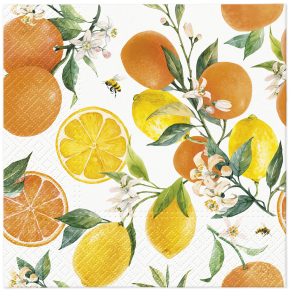 PAW Citrus with Bees Luncheon Napkins