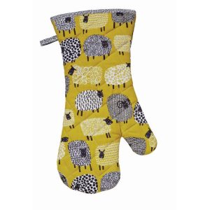 Dotty Sheep Gauntlet Oven Glove in Yellow
