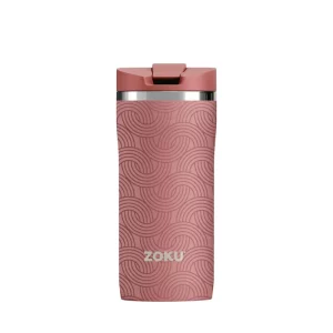 Zoku Stainless Travel Mug 355ml Pink Geometric