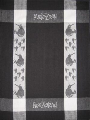 'Kiwi' Tea Towel - Black