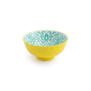 Mikasa Nibble Bowl 12cm Yellow Blue Geometric