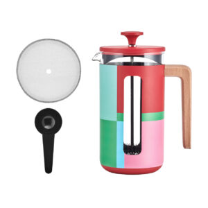 La Cafetière Pisa 8 Cup 1000ml Block Wood Handle Cafetiere, Red