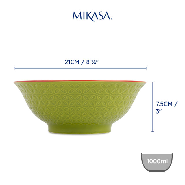 Mikasa Ramen Bowl 21cm Green Blue Geometric - Image 5