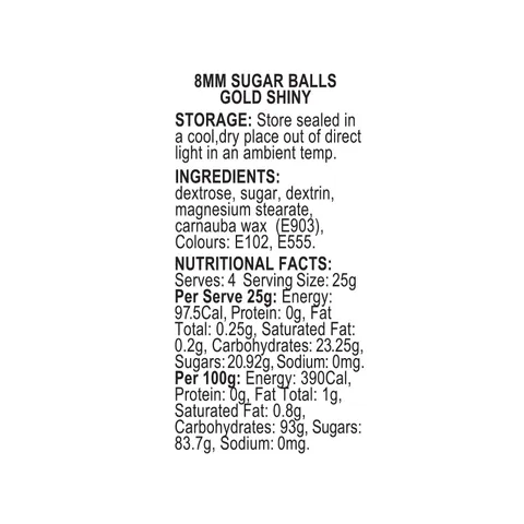 Sprink'd Sugar Balls Gold 8mm 60g - Image 2