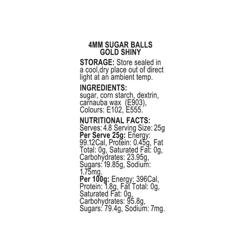 Sprink'd Sugar Balls Gold 4mm 60g - Image 2